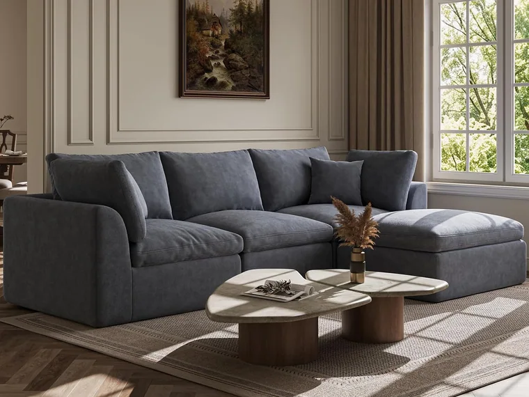 Ohllob 110" Cloud Collection Sectional in Dark Grey