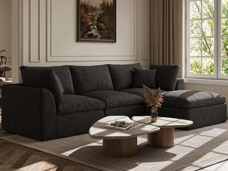 Ohllob 110" Cloud Collection Sectional in Black