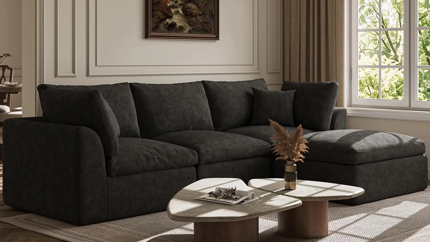 Ohllob 110" Cloud Collection Sectional in Black