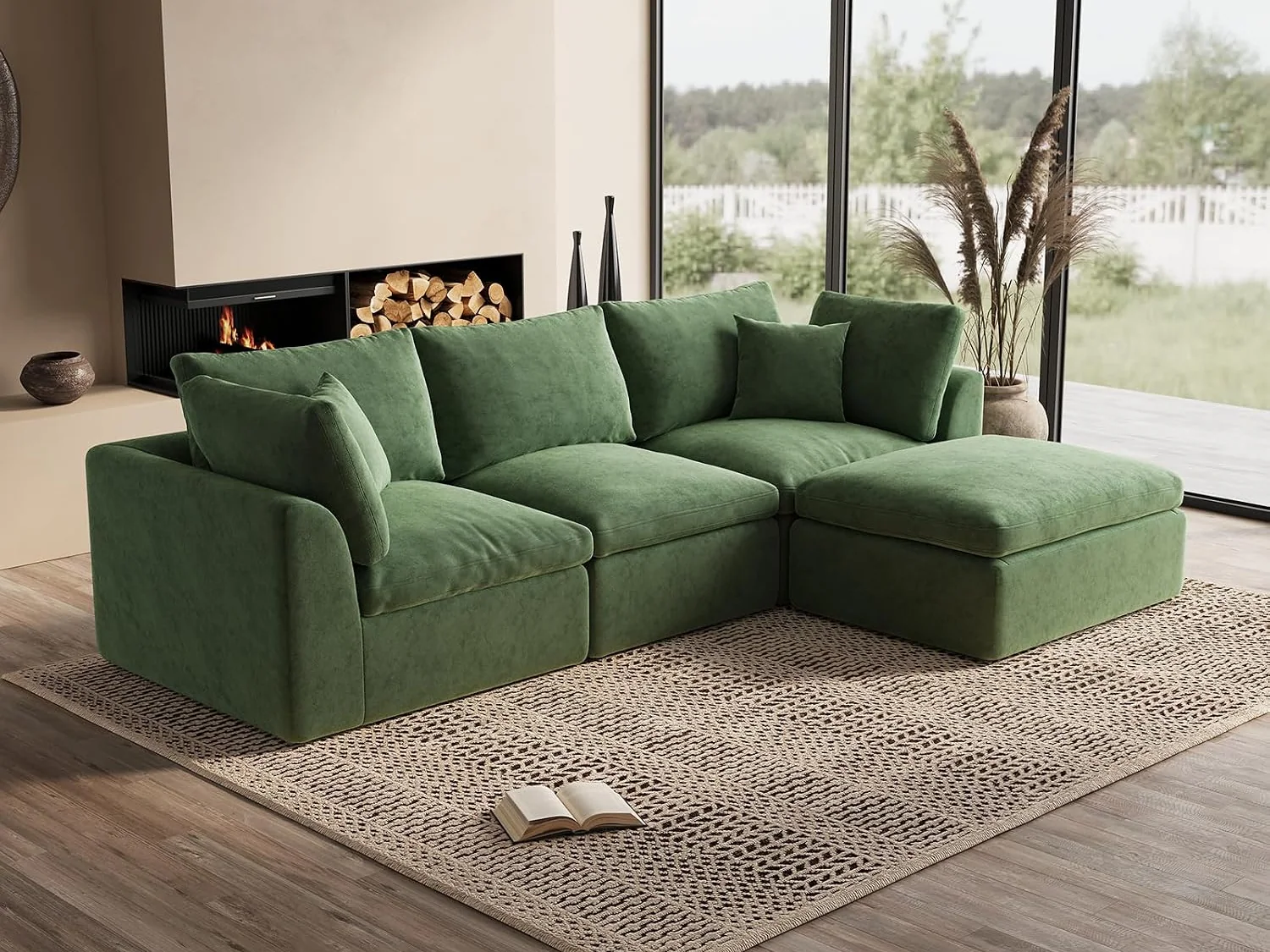 Ohllob 110" Cloud L Sectional in Green