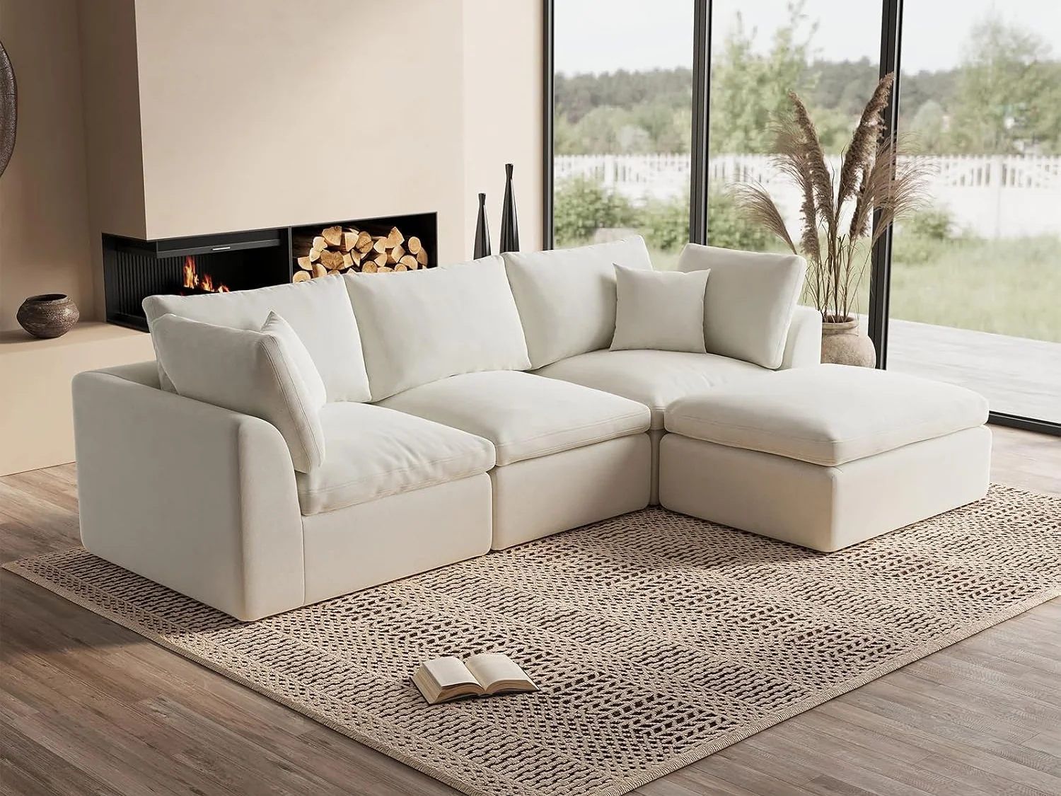 Ohllob 110" Cloud L Sectional in Warm White