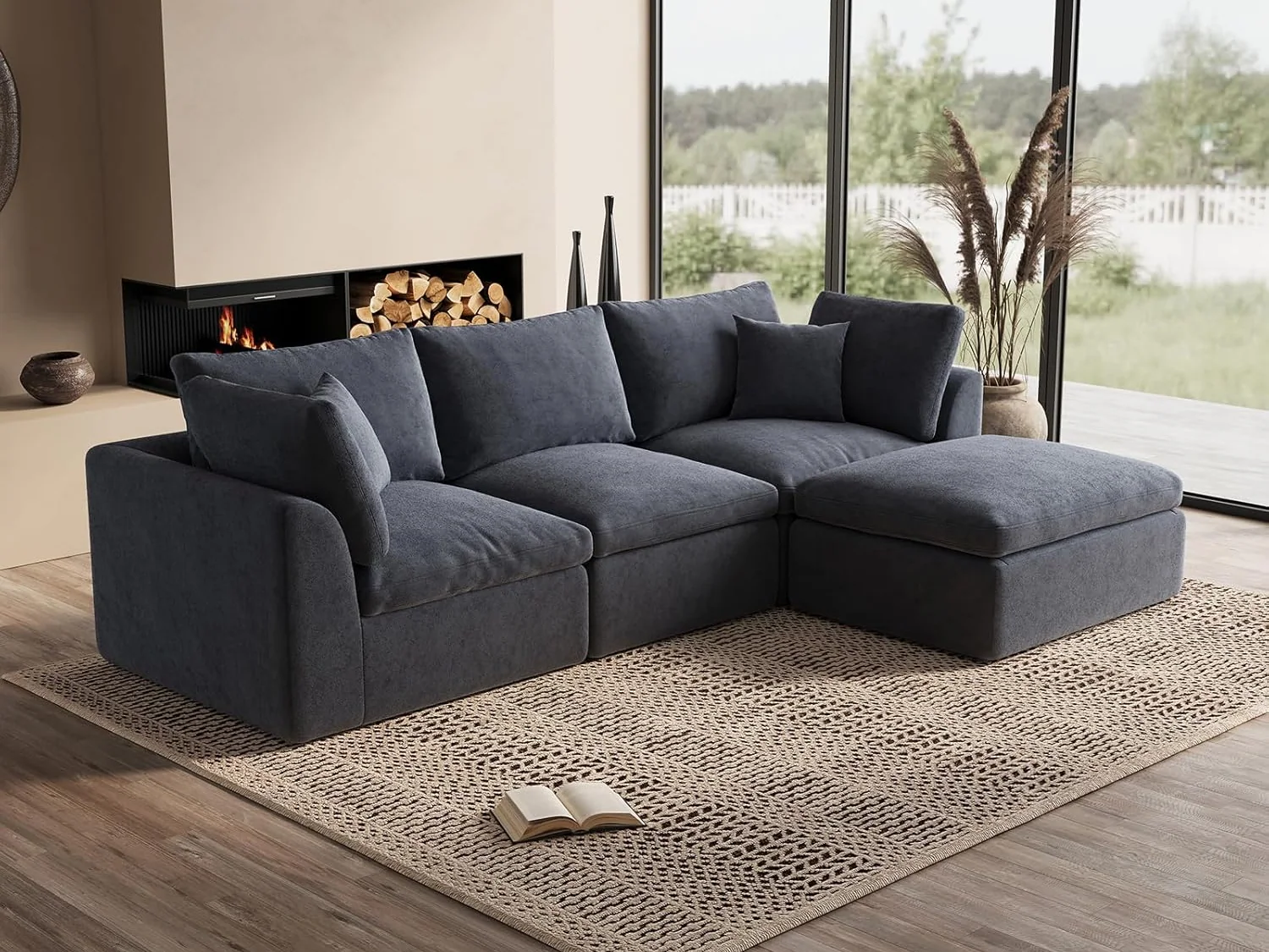 Ohllob 110" Cloud L Sectional in Dark Grey