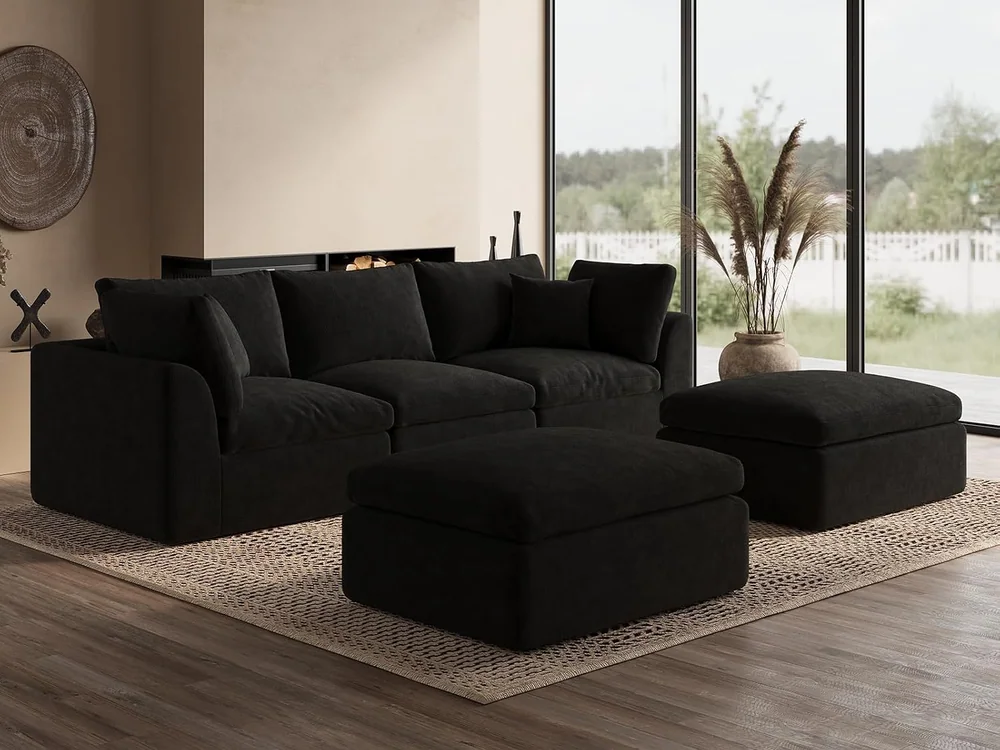 Ohllob 110" Cloud U Sectional in Black, view 2