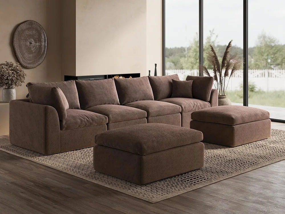 Ohllob 140" Cloud U Sectional in Coffee Brown, view 2