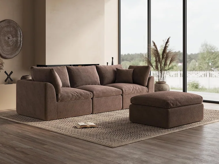 Ohllob 110" Cloud L Sectional in Coffee Brown
