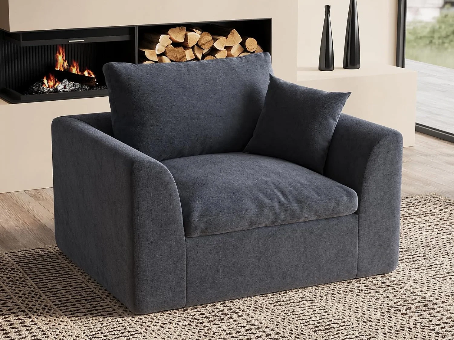 Ohllob 48.6" Cloud Single Seat in Dark Grey