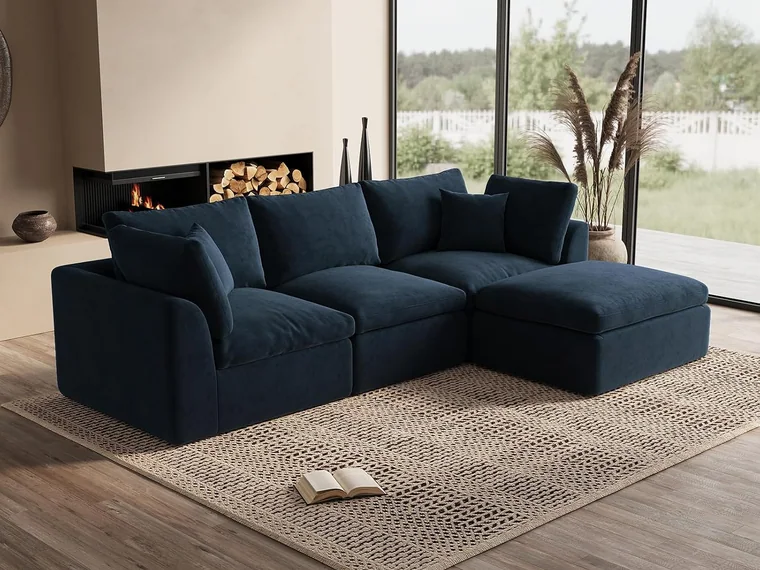 Ohllob 110" Cloud L Sectional in Dark Blue