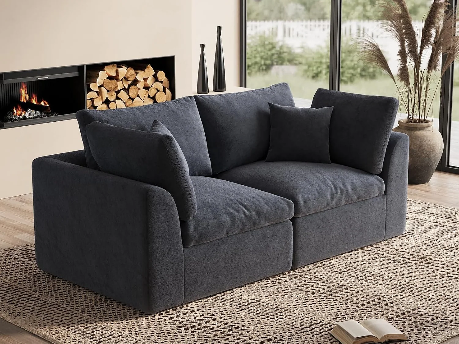 Ohllob 78.9" Cloud Loveseat in Dark Grey